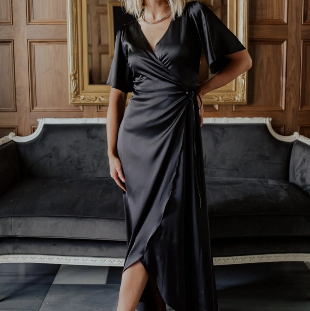 Baltic Born Vara Satin Maxi Wrap Dress NWT